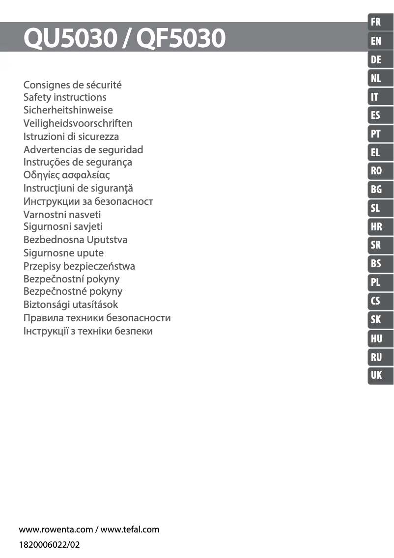 Page 1 de la notice Instructions de sécurité Rowenta Eclipse QU5030