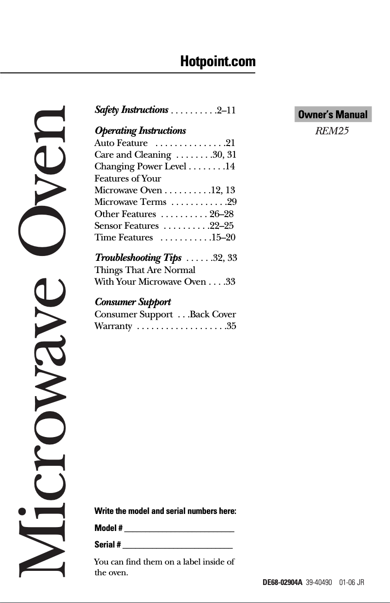 Página 1 del manual Manual de uso y mantenimiento Hotpoint REM25SJ