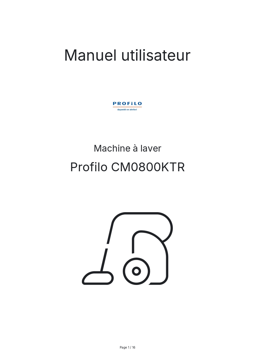 Page n°1 - Manuel utilisateur Profilo CM0800KTR