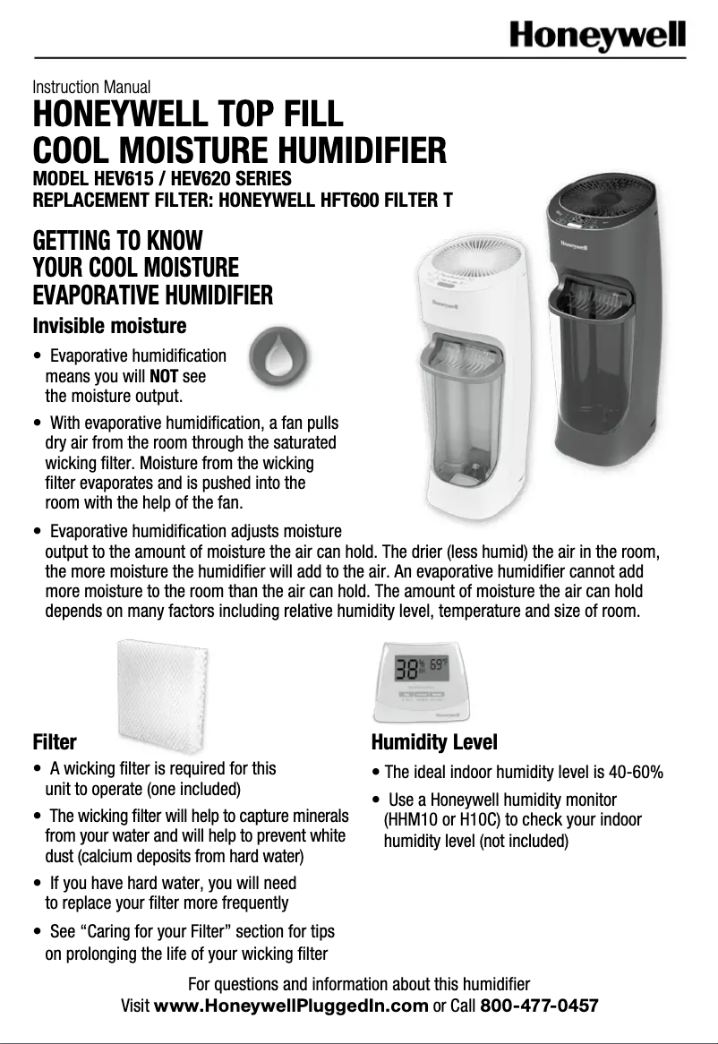 Page 1 de la notice Manuel utilisateur Honeywell HEV615W
