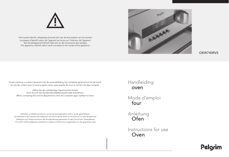 Page 1 de la notice Manuel utilisateur Pelgrim OKW740RVS