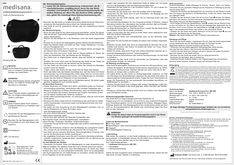 Página 1 del manual Manual de usuario Medisana MC 850