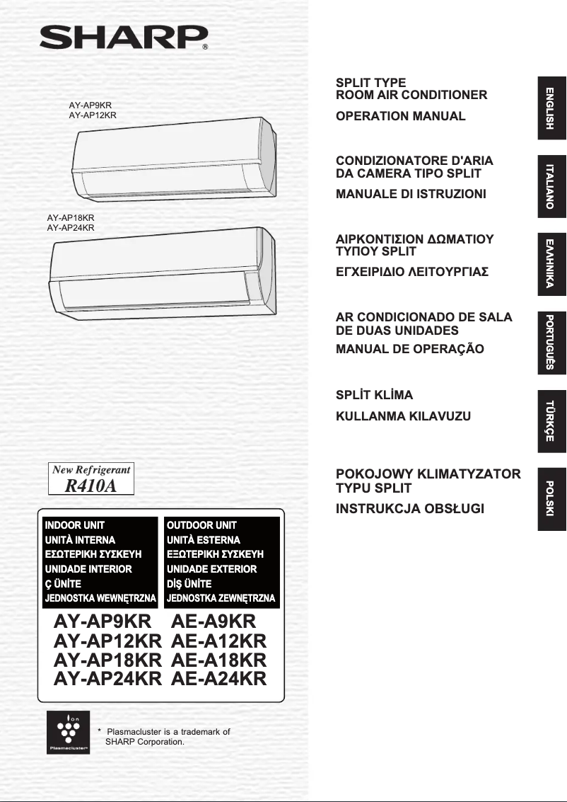 Page 1 de la notice Manuel utilisateur Sharp AY-AP18KR