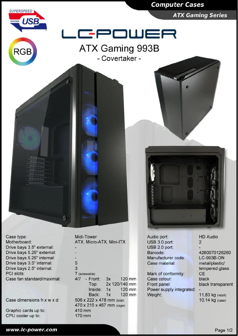 Image de la première page du manuel de l'appareil ATX Gaming 993B