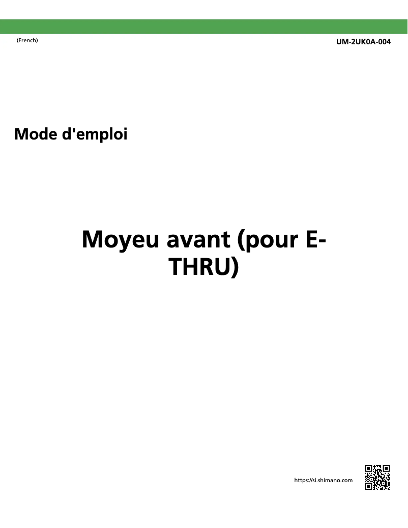 Page 1 de la notice Manuel utilisateur Shimano HB-M8010