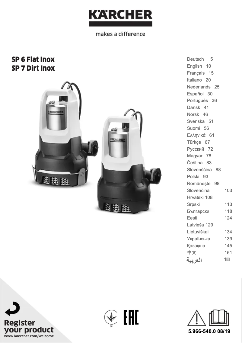 Página 1 del manual Manual de usuario Kärcher SP 6 Flat Inox