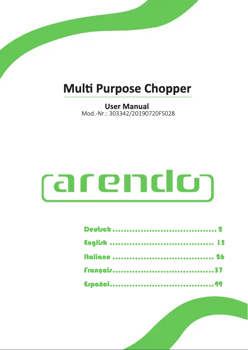 Page 1 de la notice Manuel utilisateur Arendo 303342