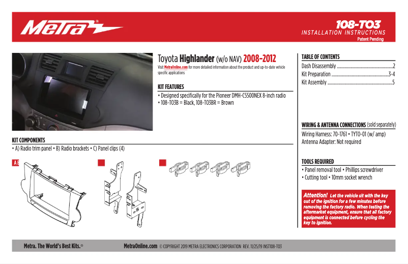 Page n°1 - Mode d'emploi Metra 108-TO3B