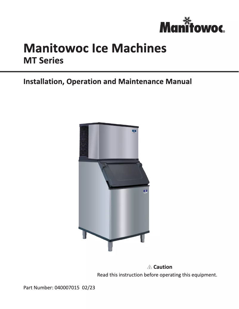 Page n°1 - Manuel utilisateur Manitowoc M Series 1400