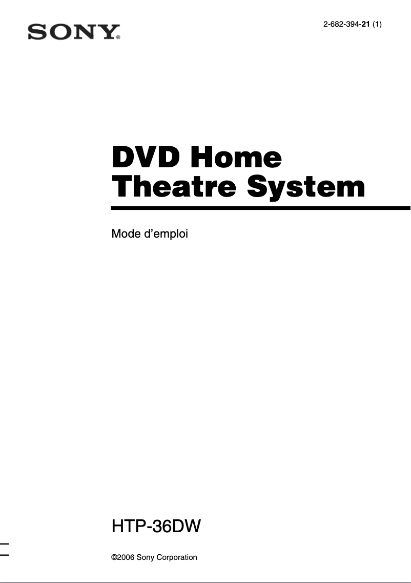 Page 1 de la notice Manuel utilisateur Sony HTP-36DW