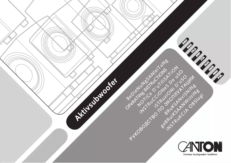 Page n°1 - Manuel utilisateur Canton SUB 601