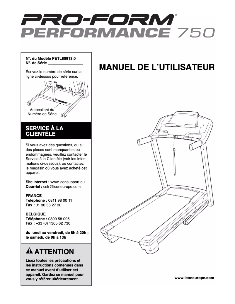 Image de la première page du manuel de l'appareil Performance 750