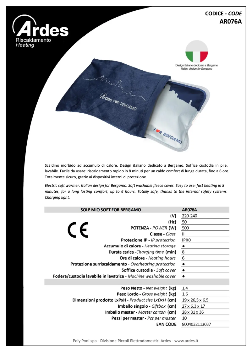 Page 1 de la notice Fiche technique Ardes AR076A