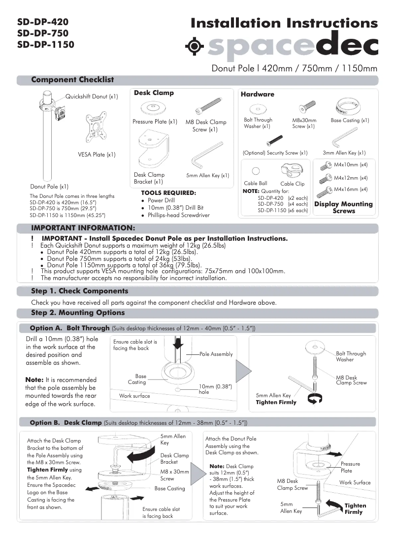 Page n°1 - Manuel utilisateur Atdec SD-DP-1150