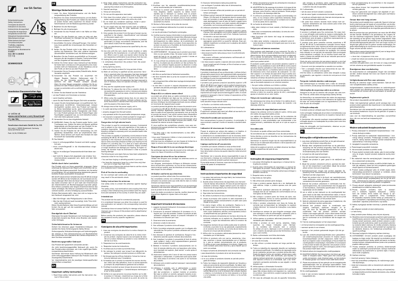 Page 1 de la notice Instructions de sécurité Sennheiser ew 100 G4-ME4