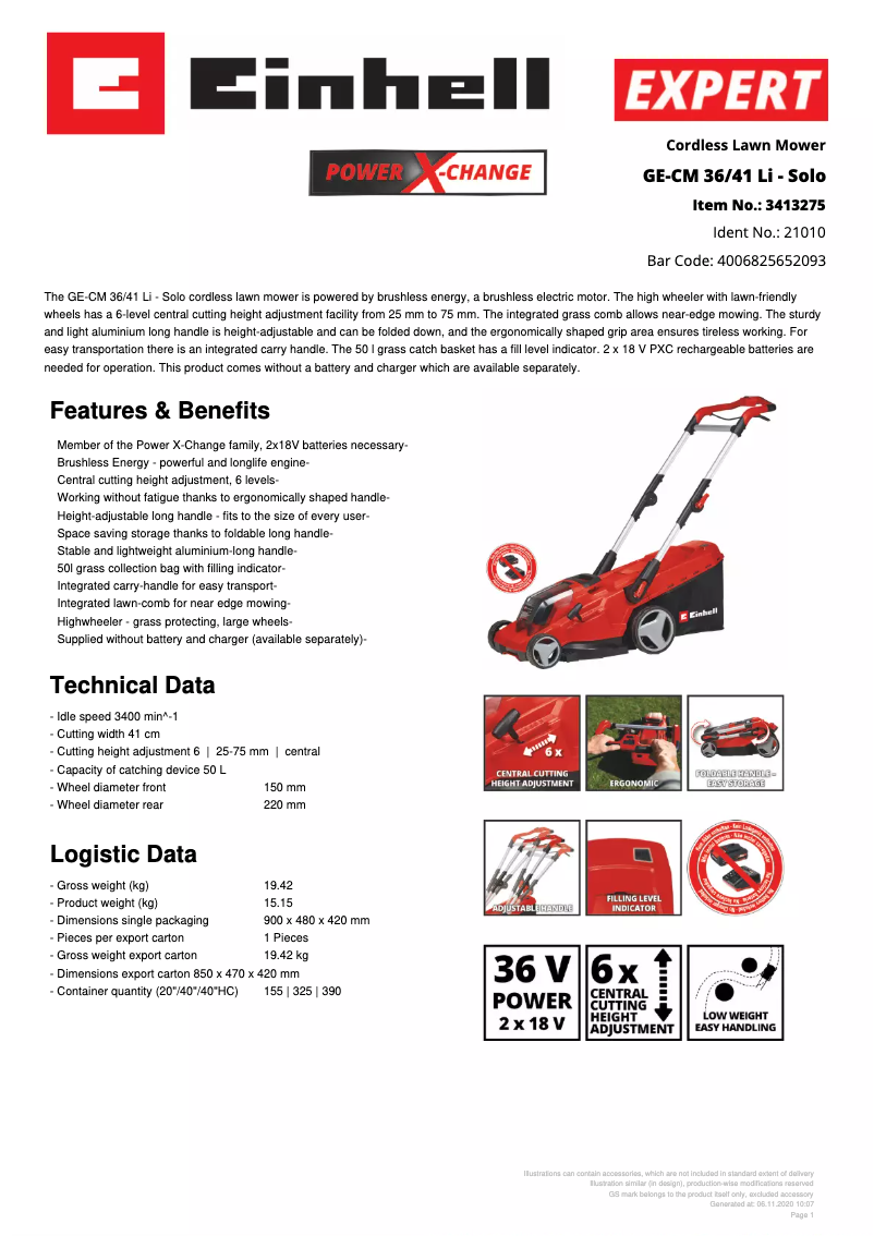 Image de la première page du manuel de l'appareil GP-CM 36/41 Li