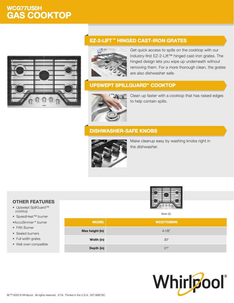 Imagen de la primera página del manual del dispositivo WCG77US0HS