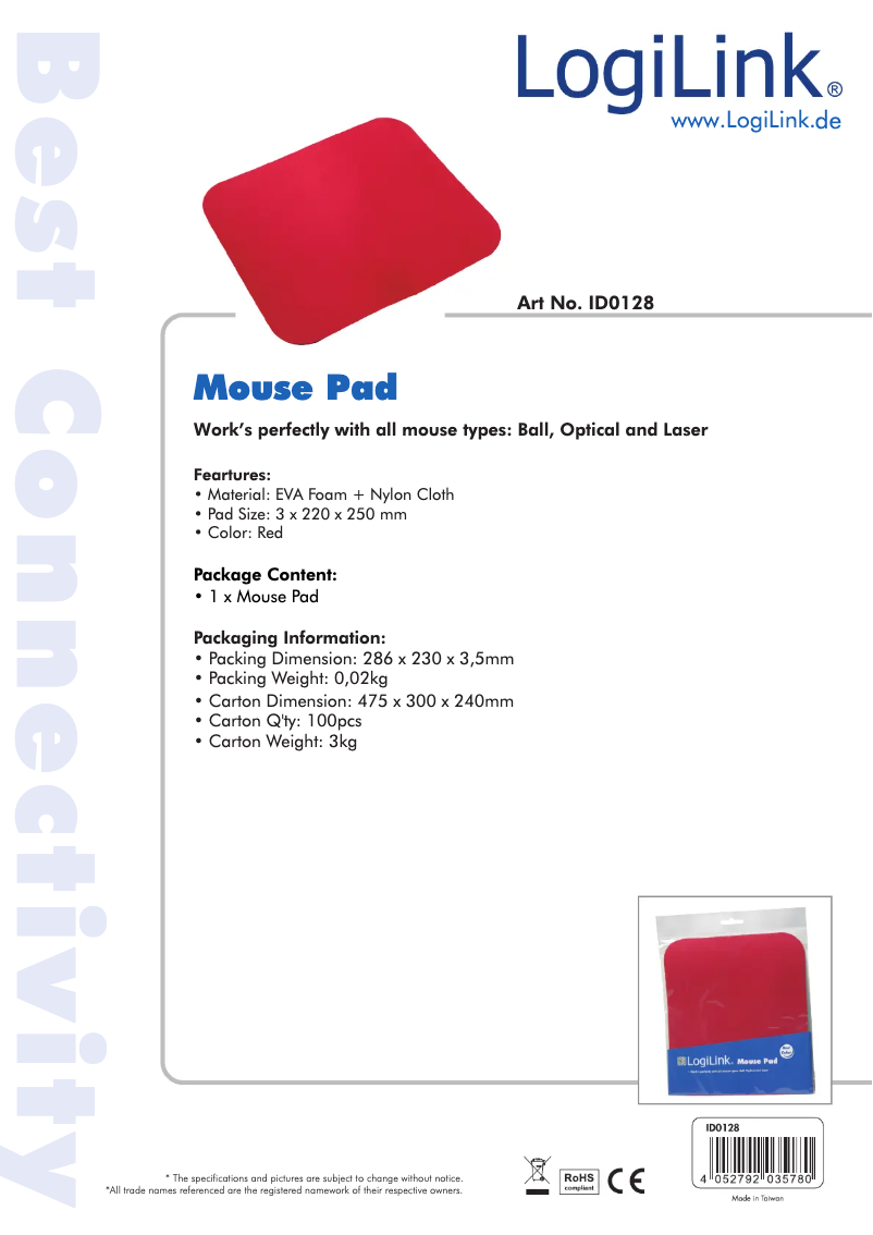 Page 1 de la notice Manuel utilisateur LogiLink ID0128