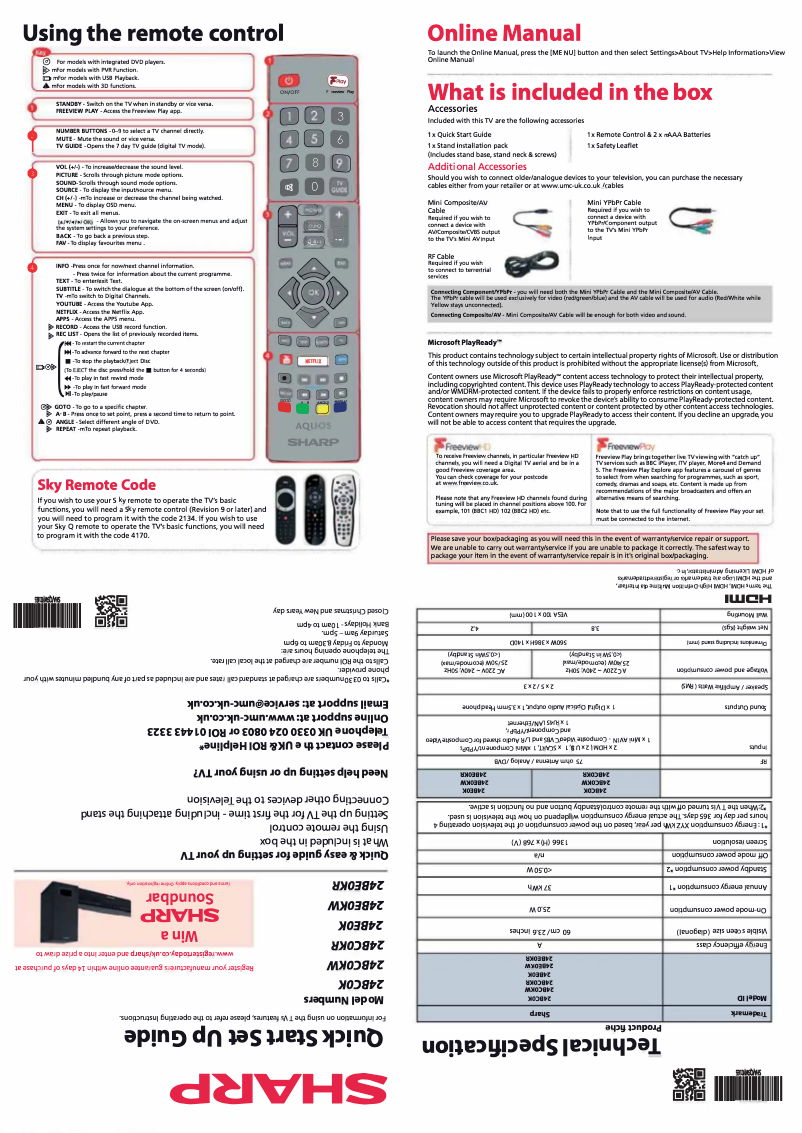 Page 1 de la notice Guide de démarrage rapide Sharp 24BC0K