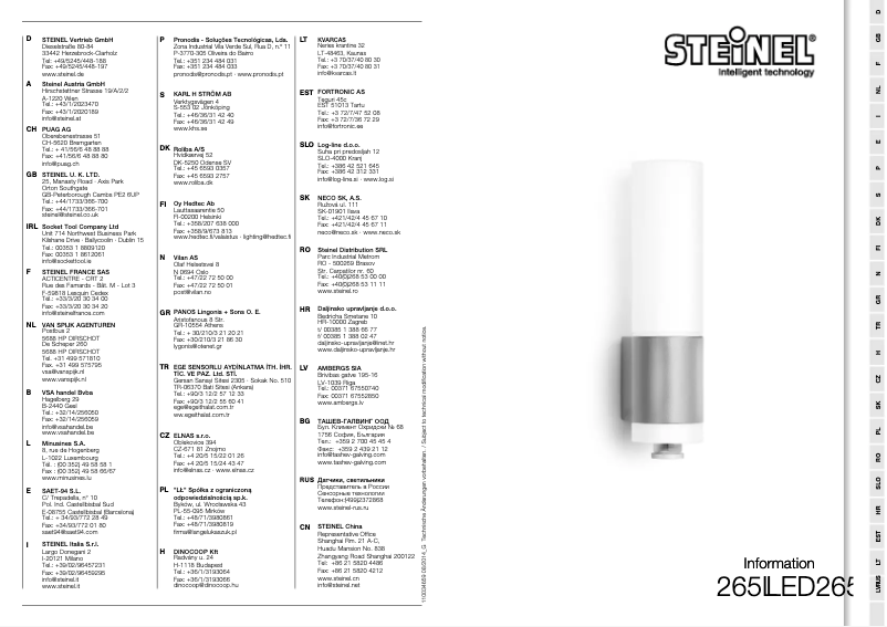 Page n°1 - Manuel utilisateur Steinel L265LED