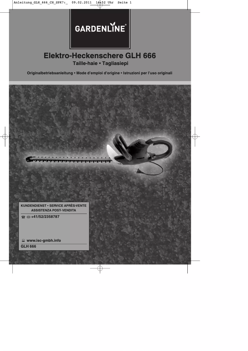 Page 1 de la notice Manuel utilisateur Gardenline GLH 666