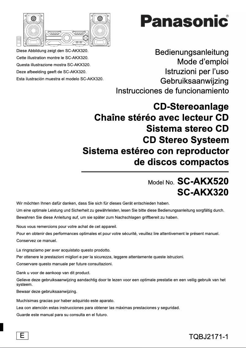 Page n°1 - Manuel utilisateur Panasonic SC-AKX520E