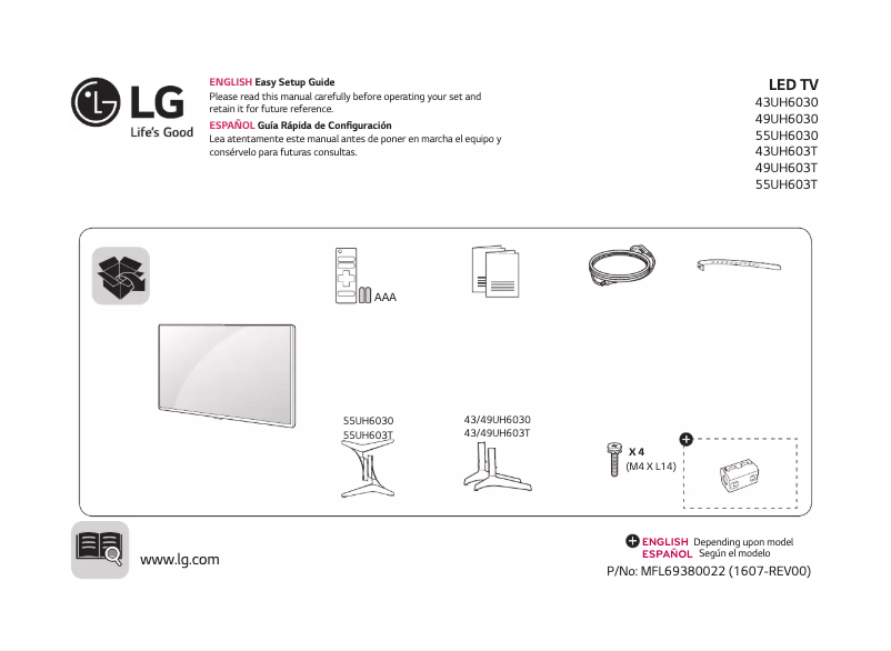 Page 1 de la notice Manuel utilisateur LG 43UH603T