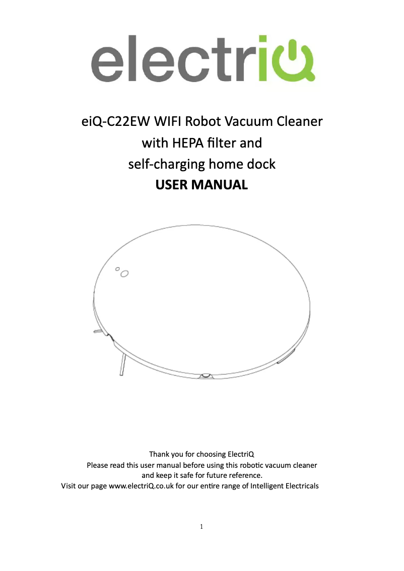 Page 1 de la notice Manuel utilisateur ElectriQ eiq-C22EW