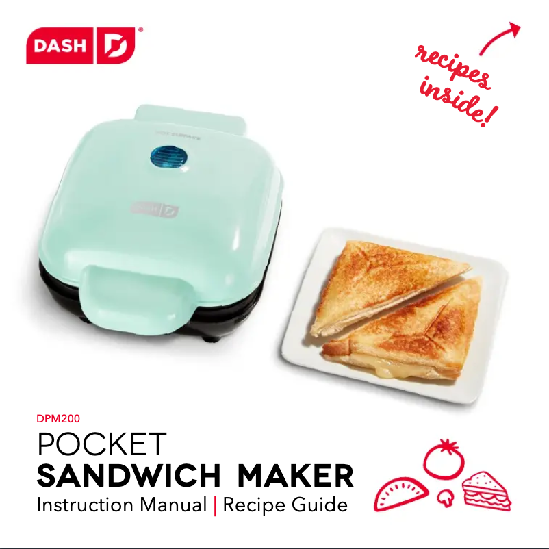 Página 1 del manual Manual de usuario Dash Pocket Sandwich Maker DPM200GBAQ06