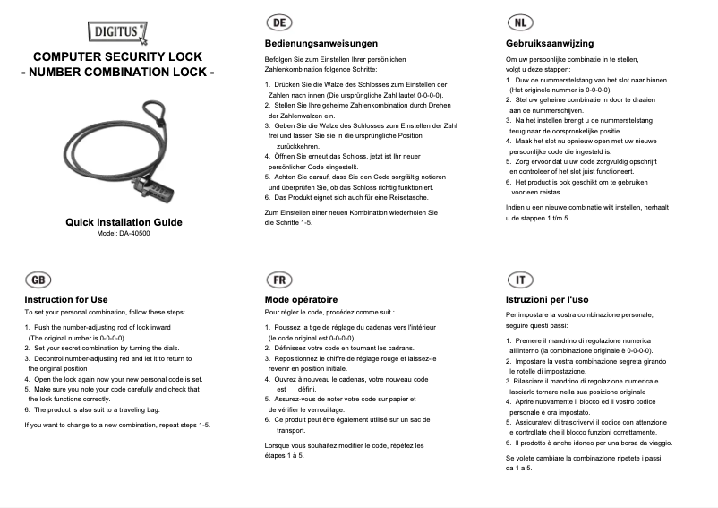 Page n°1 - Manuel utilisateur Digitus DA-40500