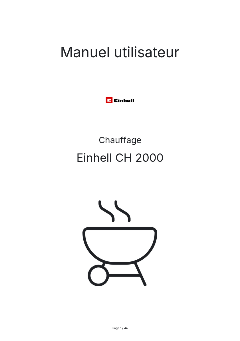 Page n°1 - Manuel utilisateur Einhell CH 2000