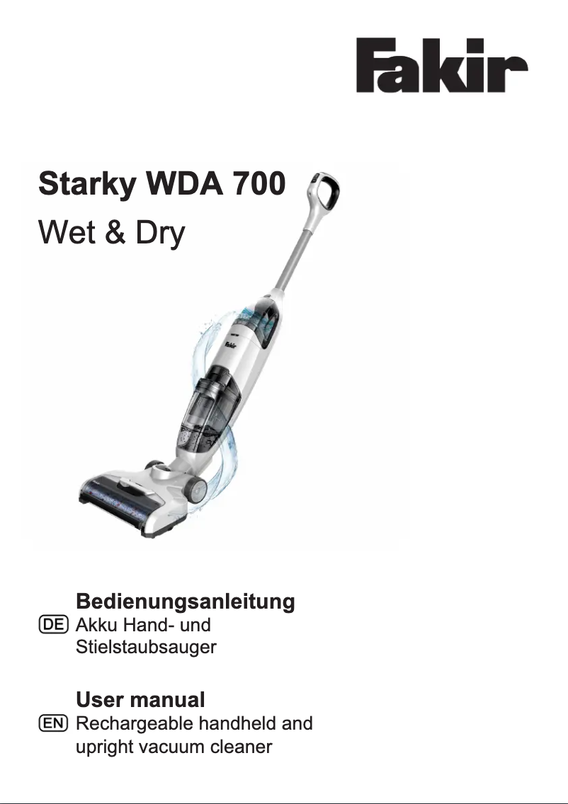 Page 1 de la notice Manuel utilisateur Fakir Starky WDA 700 Wet & Dry