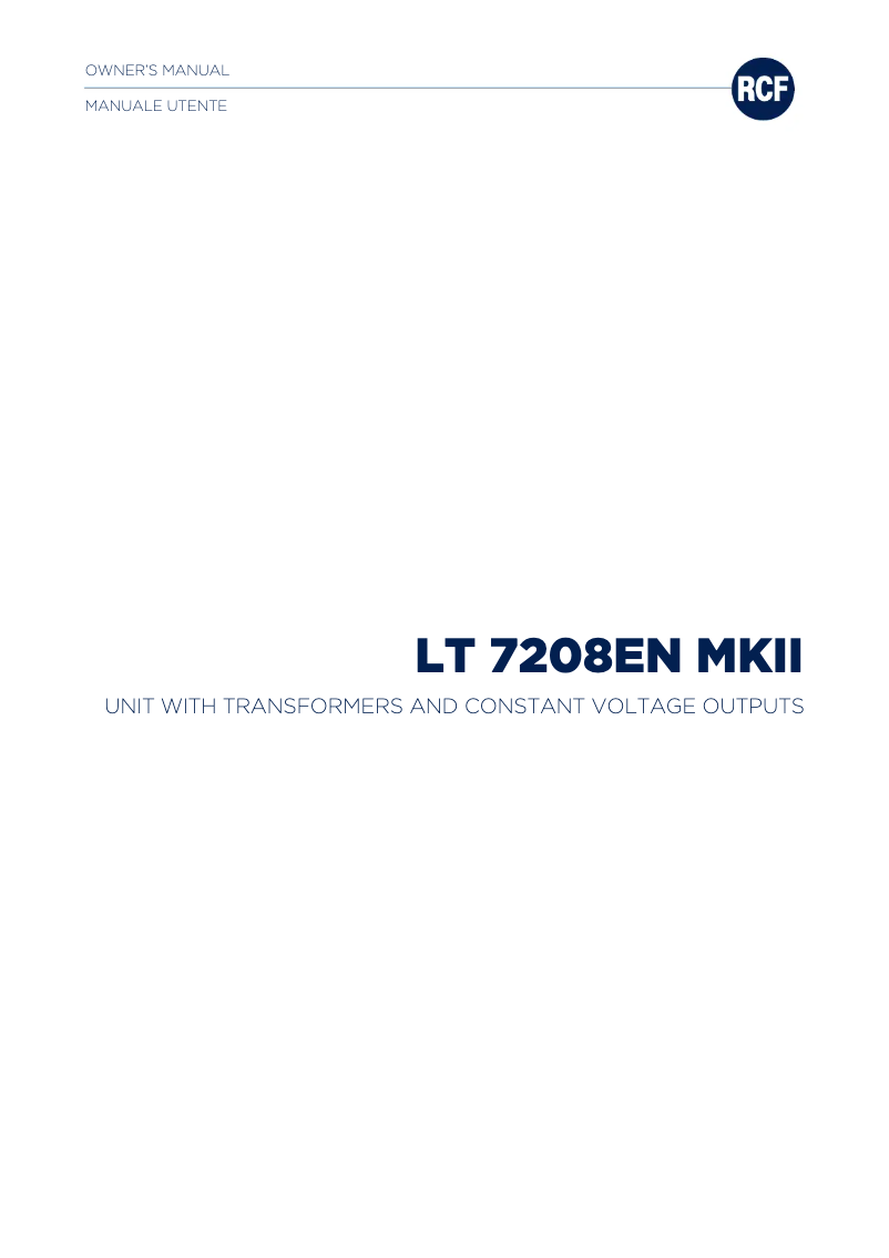 Page 1 de la notice Manuel utilisateur RCF LT 7208EN MKII