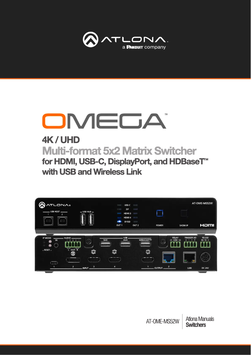 Page 1 de la notice Manuel utilisateur Atlona AT-OME-MS52W