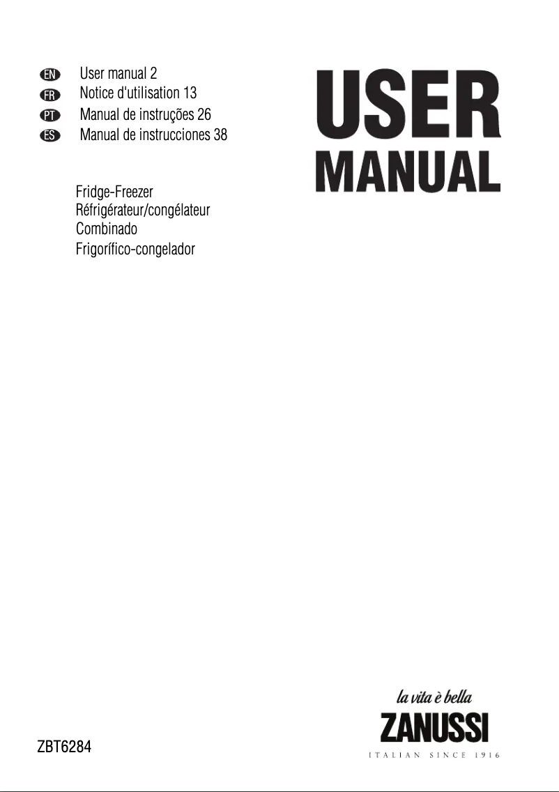 Page n°1 - Manuel utilisateur Zanussi ZBT 6284