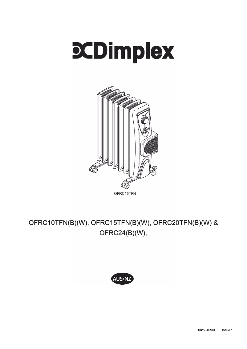 Page 1 de la notice Manuel utilisateur Dimplex OFRC15TFNW