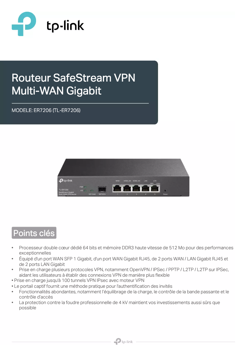 Page 1 de la notice Manuel utilisateur TP-Link TL-ER7206