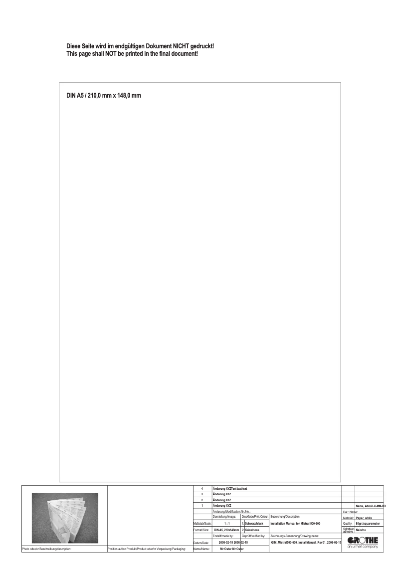 Page 1 de la notice Manuel utilisateur Grothe Mistral 600