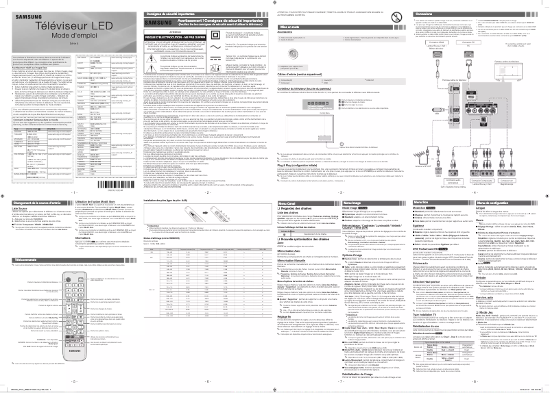 Page 1 de la notice Manuel utilisateur Samsung UA40K5000AR