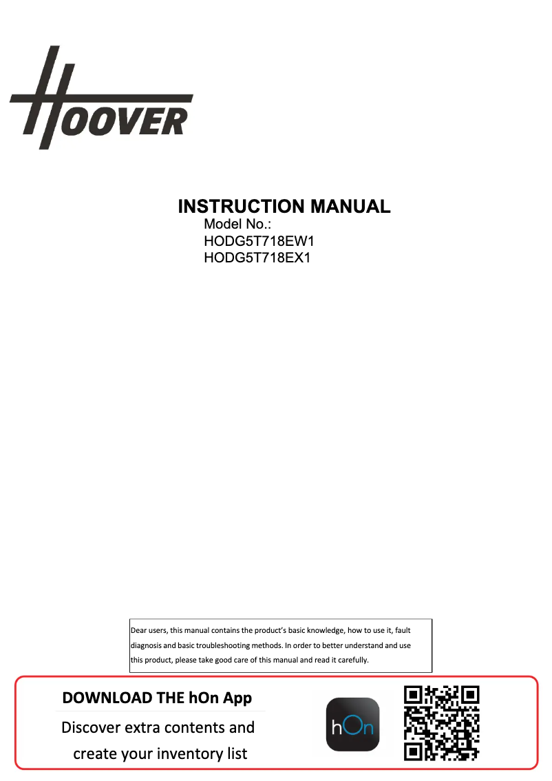 Página 1 del manual Manual de usuario Hoover HODG5T718EW1