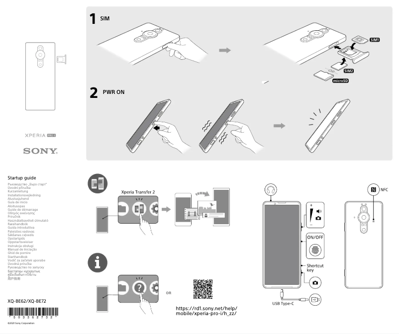 Imagen de la primera página del manual del dispositivo Xperia PRO-I
