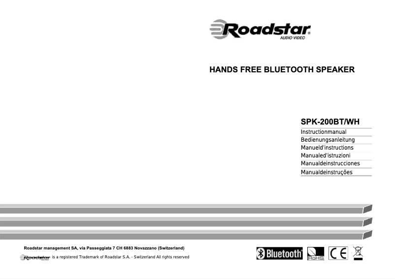 Page 1 de la notice Manuel utilisateur Roadstar SPK-200BT