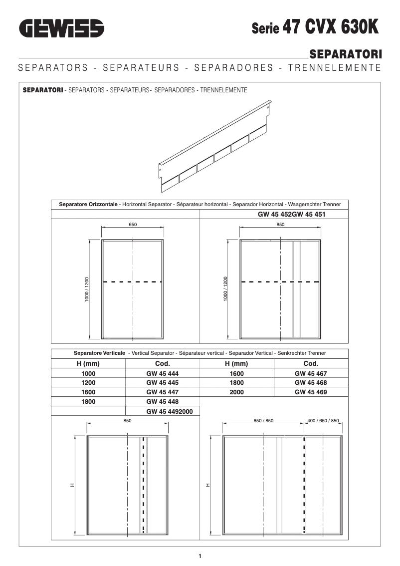 Page 1 de la notice Manuel utilisateur Gewiss GW45451