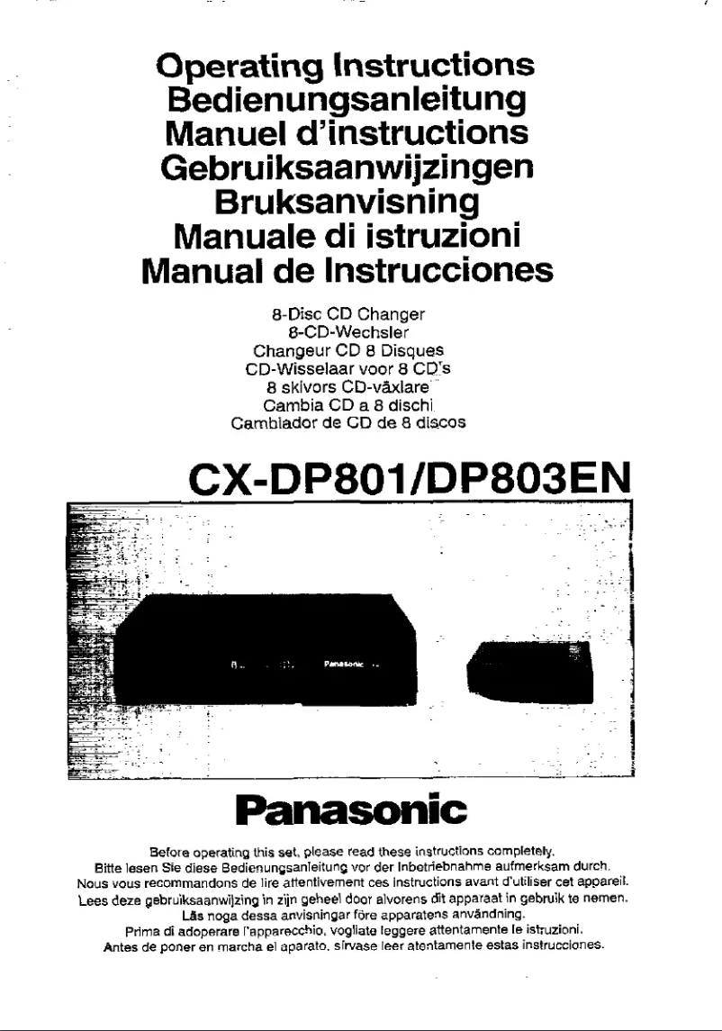 Page 1 de la notice Manuel utilisateur Panasonic CX-DP803