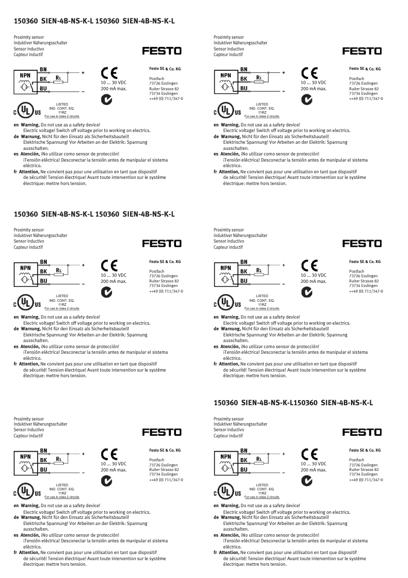 Page 1 de la notice Manuel utilisateur Festo SIEN-4B-NS-K-L
