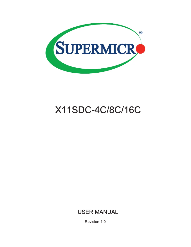 Page 1 de la notice Manuel utilisateur Supermicro X11SDC-4C