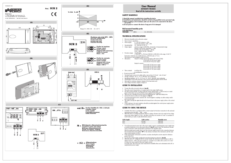 Page 1 de la notice Manuel utilisateur Vemer SUR 2