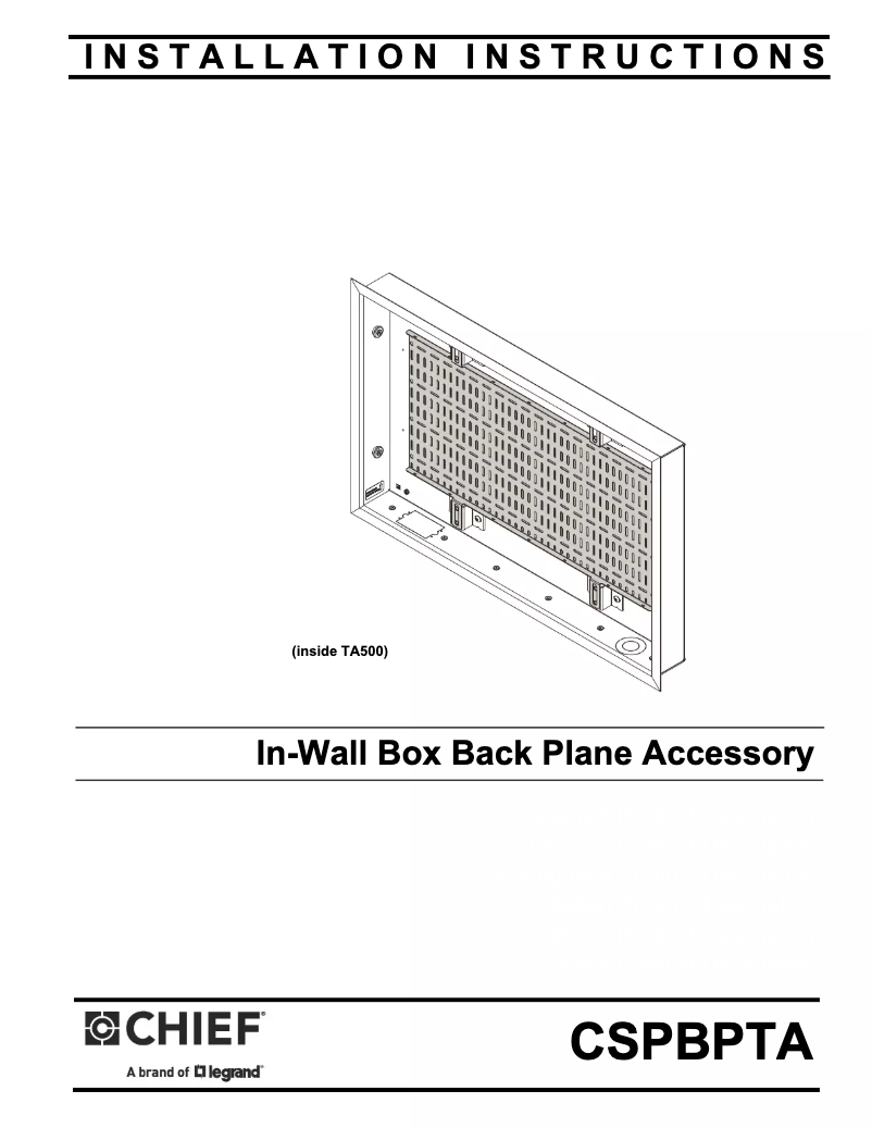 Página 1 del manual Manual de usuario Chief CSPBPTA