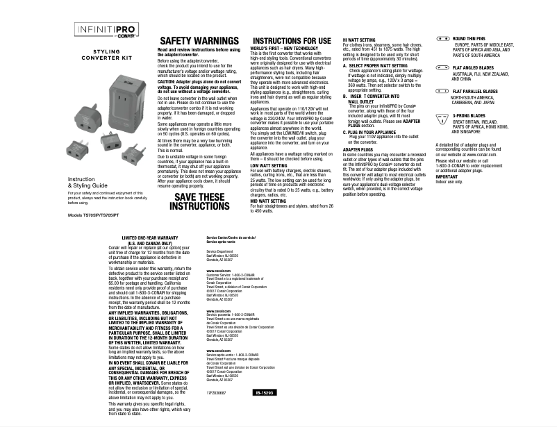 Image de la première page du manuel de l'appareil TS705IP