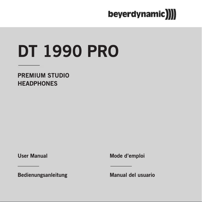 Page 1 de la notice Manuel utilisateur Beyerdynamic DT 1990 PRO